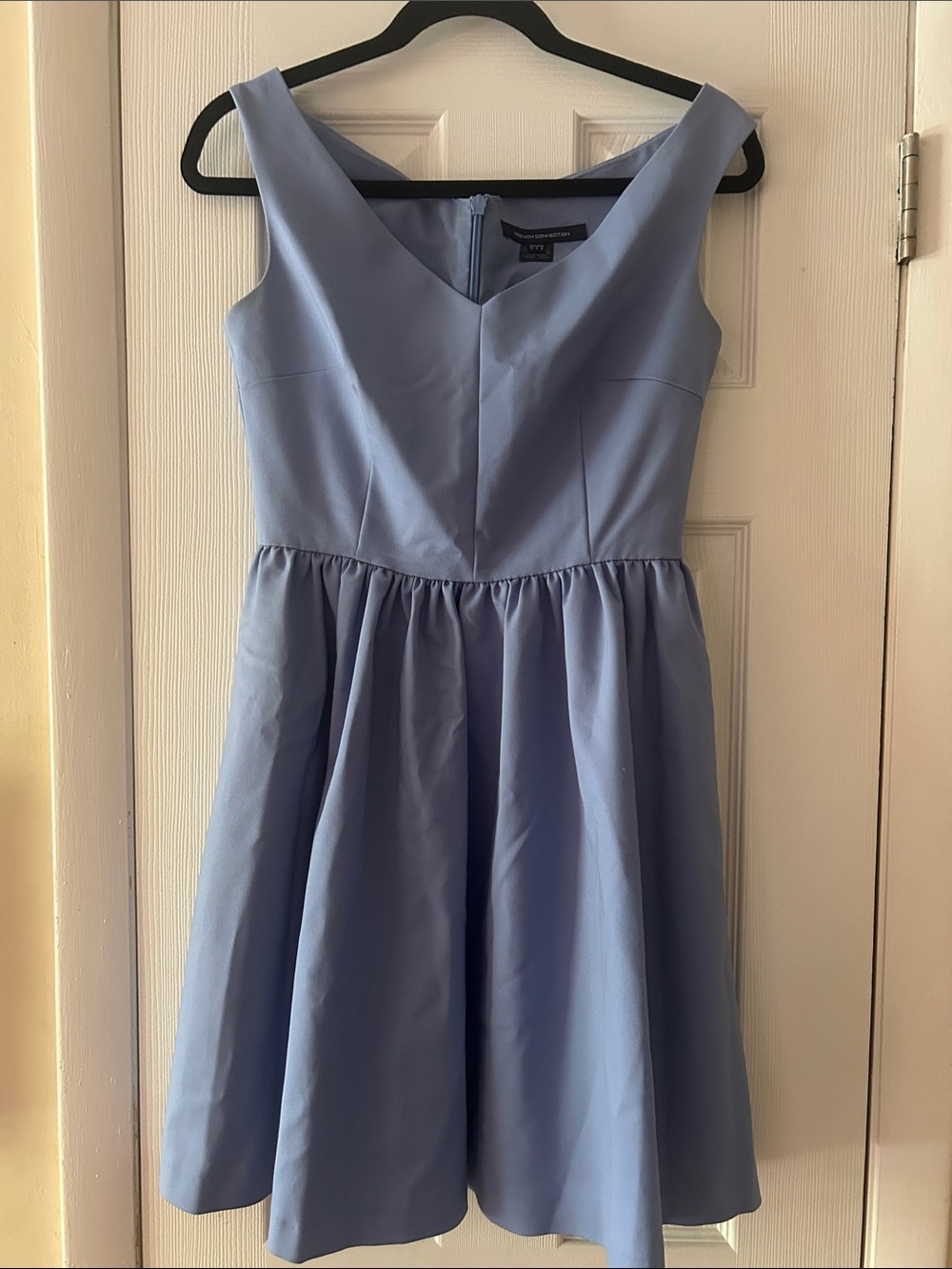 French Connection Light Blue V-Neck Fit & Flare Dress